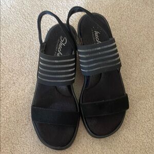 Skechers Black and Gray Strappy Sandals